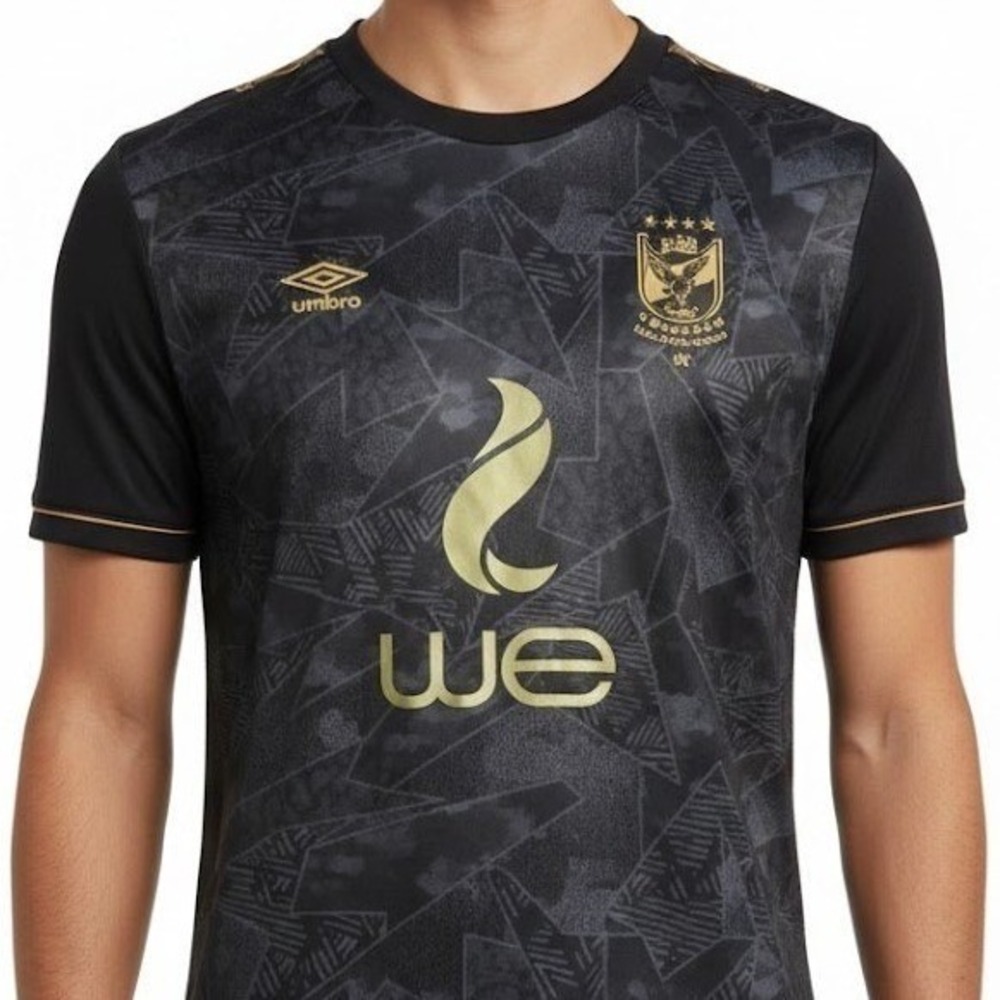 Umbro Al Ahly FC Soccer Jersey XL Black Gold Egypt Football Shirt WE Blockcore‎